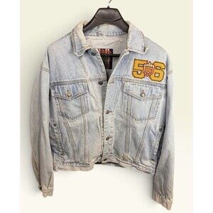 Vintage Bugle Boy Denim Jacket Mens L 90s Players Sport 74 Varsity Streetwear